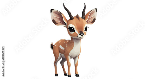 Adorable Cartoon Baby Impala, Cute African Antelope Illustration photo