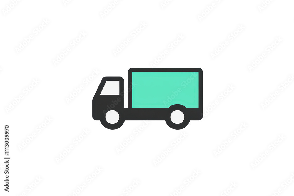 Simple icon representing a forklift in black and green Simple icon representing a forklift in black and green
