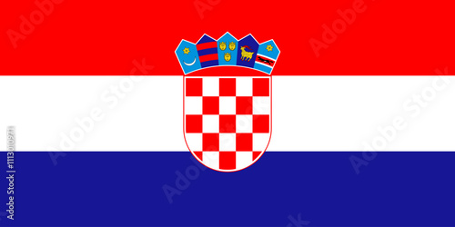 Croatia flag in official colors, dimensions and aspect ratio. Vector flag symbolizing national pride, identity, heritage, patriotism and authority