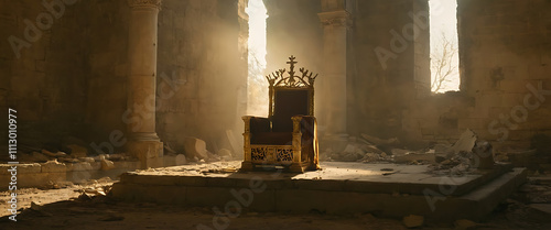 A Majestic Throne Illuminated by a Heavenly Light photo