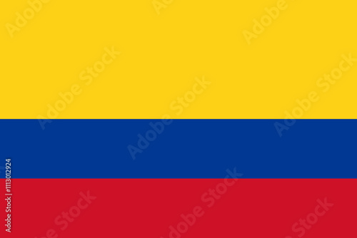 Colombia flag in official colors, dimensions and aspect ratio. Vector flag symbolizing national pride, identity, heritage, patriotism and authority
