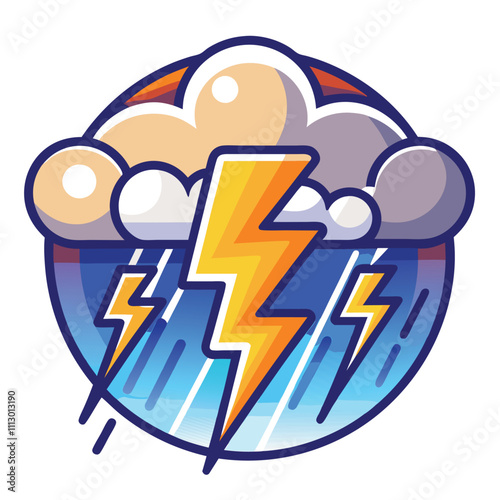 Eye Catching Lightning Striking From Clouds in Blue Sky
