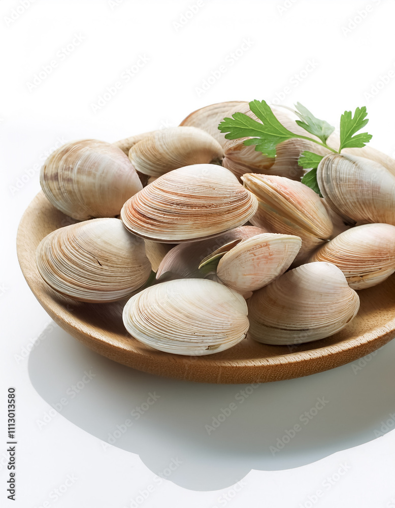Fototapeta premium A fresh clams on white