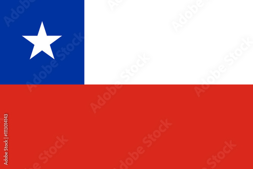 Chile flag in official colors, dimensions and aspect ratio. Vector flag symbolizing national pride, identity, heritage, patriotism and authority