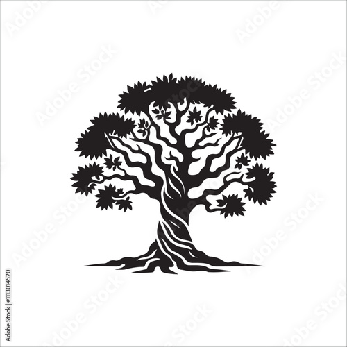 best banyan tree silhouette vector