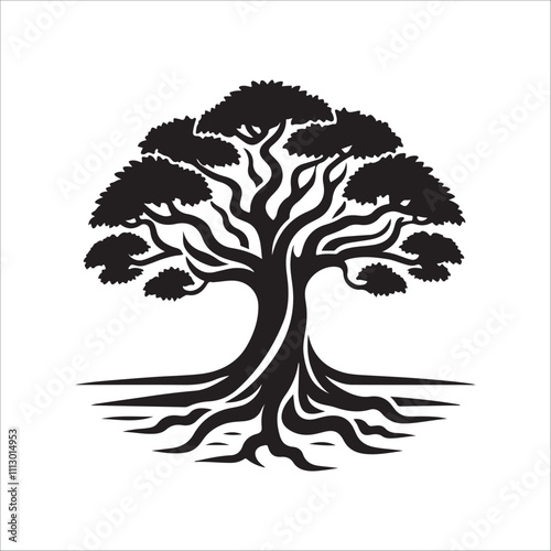 best banyan tree silhouette vector