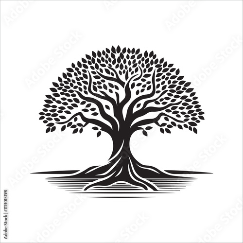 best banyan tree silhouette vector