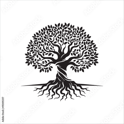 best banyan tree silhouette vector