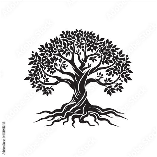 best banyan tree silhouette vector
