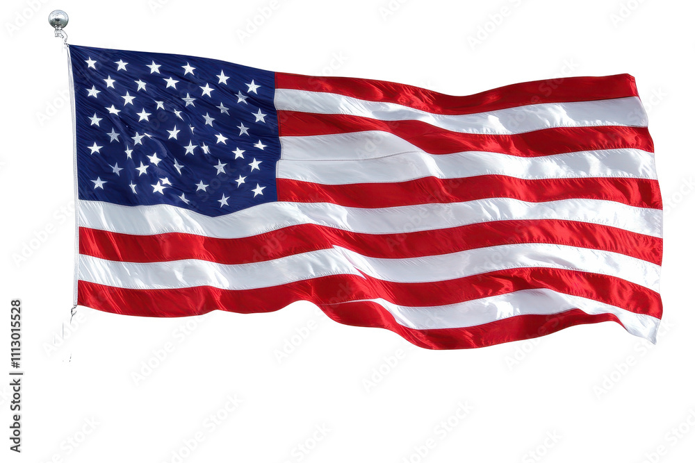 Against the white background, the American flag looks restrained and majestic, as if it were a guarantor of peace and justice Against the white background, the American flag looks restrained and majestic, as if it were a guarantor of peace and justice
