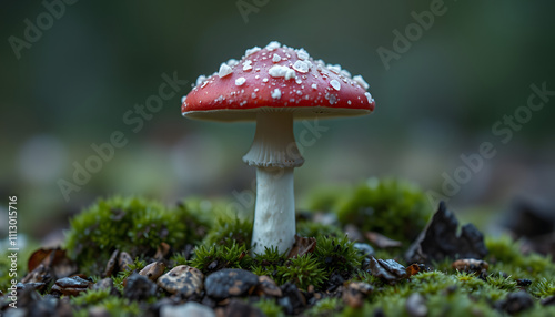 small poisonous mushroom, magic picture isolated with white highlights, png photo