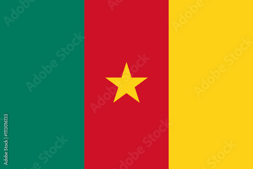 Cameroon flag in official colors, dimensions and aspect ratio. Vector flag symbolizing national pride, identity, heritage, patriotism and authority