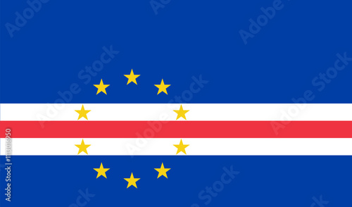 Cape Verde flag in official colors, dimensions and aspect ratio. Vector flag symbolizing national pride, identity, heritage, patriotism and authority