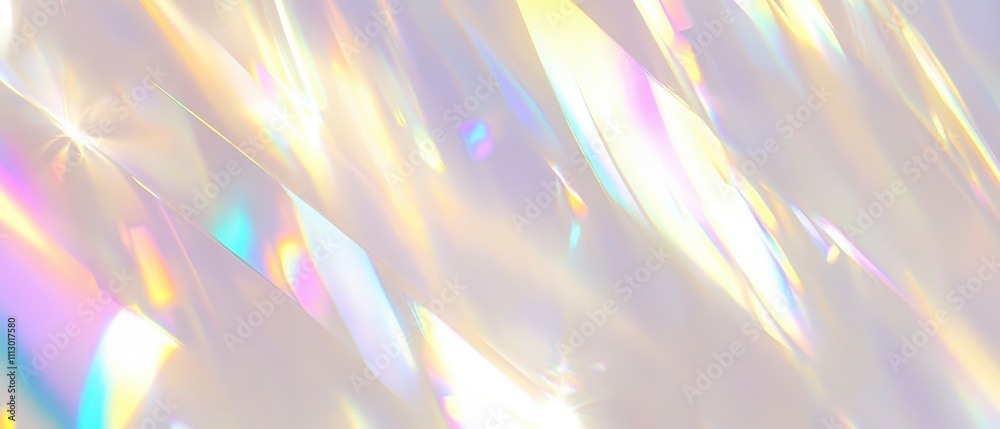 A diagonal pattern of iridescent light refractions creates a prismatic abstract background with soft pastel highlights in yellow, pink, and turquoise. The holographic effect. Generative AI A diagonal pattern of iridescent light refractions creates a prismatic abstract background with soft pastel highlights in yellow, pink, and turquoise. The holographic effect. Generative AI
