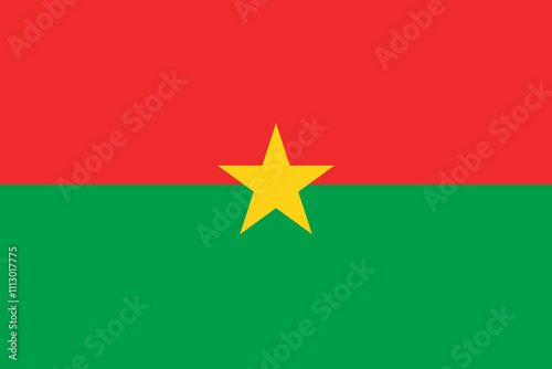 Burkina Faso flag in official colors, dimensions and aspect ratio. Vector flag symbolizing national pride, identity, heritage, patriotism and authority