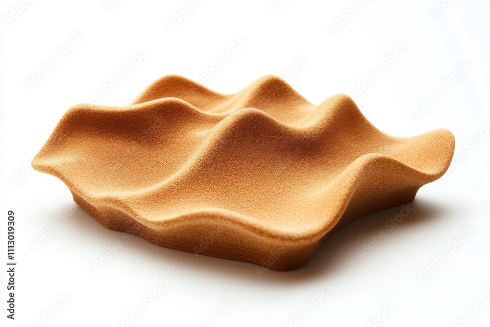 Sand dunes isolated on a white background, studio shot, high-angle view, soft lighting, high-resolution photography with copy space on the right side Sand dunes isolated on a white background, studio shot, high-angle view, soft lighting, high-resolution photography with copy space on the right side