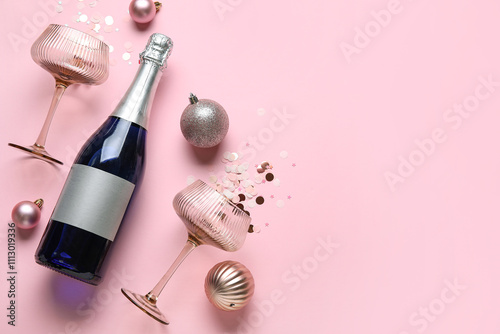 Champagne bottle with glass...