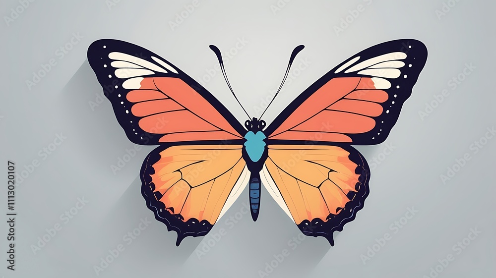 Fototapeta premium A vibrant orange butterfly with black and white accents