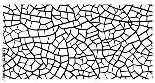 cracked mosaic texture seamless abstract design hand-drawn black vector