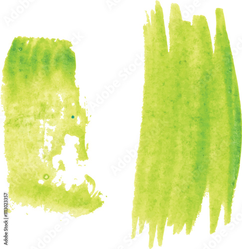 Light green brush strokes with watercolor paint on isolated background