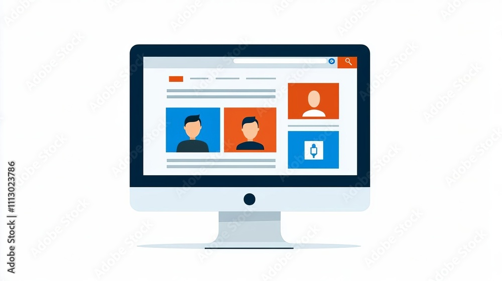 Business Customer Service Decision-making Modern computer screen displaying user profiles and information. Business Customer Service Decision-making Modern computer screen displaying user profiles and information.