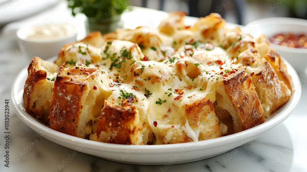 Cheese Garlic Pull-Apart Bread with Herb Butter, Appetizer Photography Cheese Garlic Pull-Apart Bread with Herb Butter, Appetizer Photography