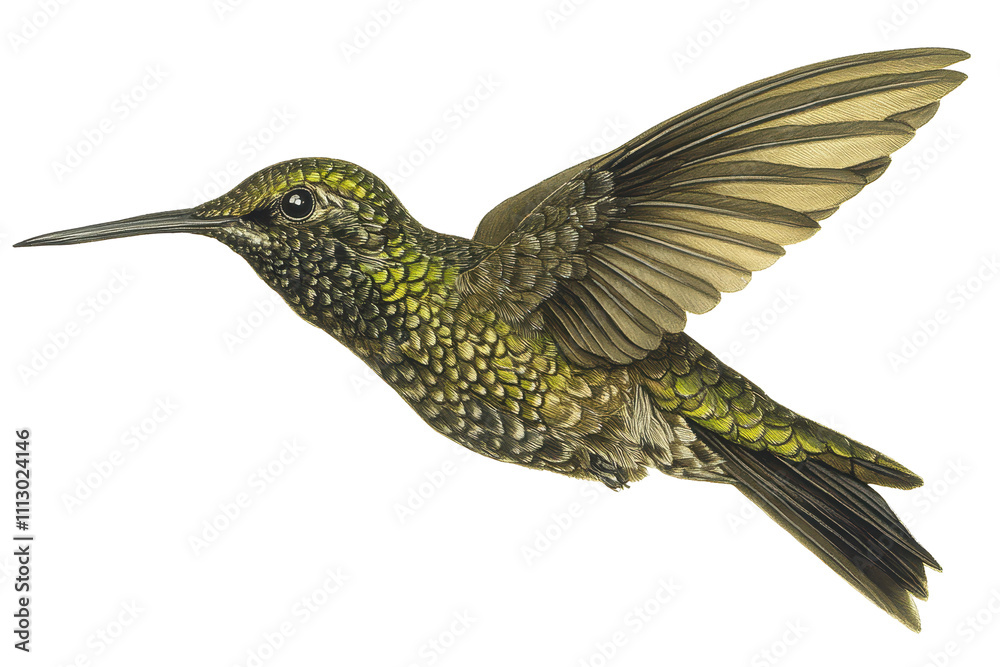 Obraz premium Colorful hummingbird with intricate patterns on the wings