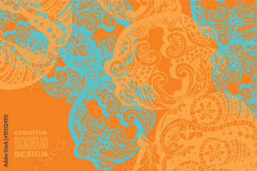 illustration of a background in orange and teal, vector EPS
