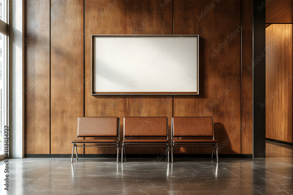 Modern Waiting Area Design with Wooden Walls and Leather Chairs Modern Waiting Area Design with Wooden Walls and Leather Chairs