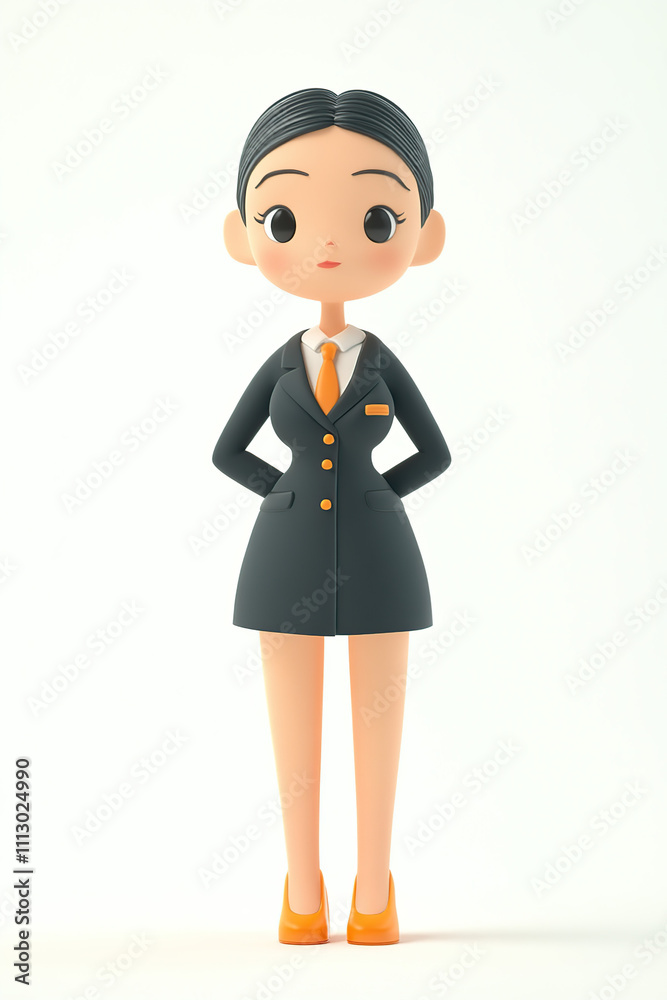 A stylized female character in a business uniform, representing a professional image. A stylized female character in a business uniform, representing a professional image.