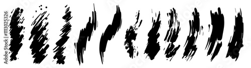 creative black ink brush strokes collection in monochrome vector art