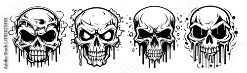 artistic skull graphics with scary expressions