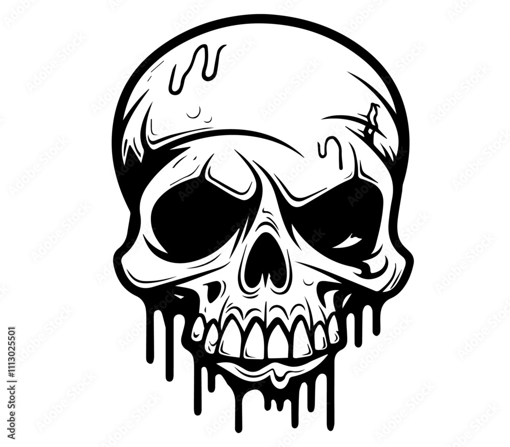 Fototapeta premium realistic human skull design with cracks and shading