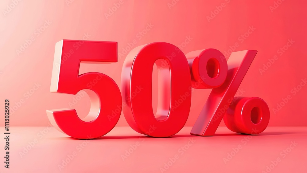 50 percent inscription in large numbers, red background. Concept price, discount, business, marketing, advertising, sale, shopping, savings, money, commerce, black friday, finance, card, invitation 50 percent inscription in large numbers, red background. Concept price, discount, business, marketing, advertising, sale, shopping, savings, money, commerce, black friday, finance, card, invitation