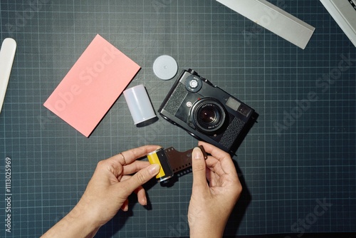 Capturing creativity: A moment of film preparation photo