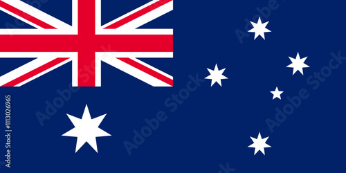 Australia flag in official colors, dimensions and aspect ratio. Vector flag symbolizing national pride, identity, heritage, patriotism and authority
