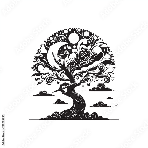 best banyan tree vector silhouette