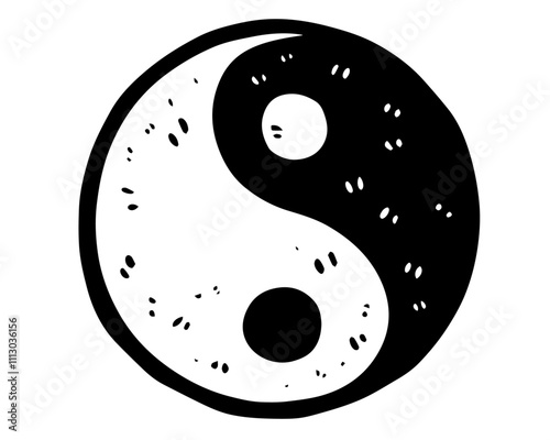 yin yang symbol in hand-drawn style black vector illustration
