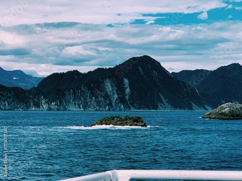 Sticker sea and mountains