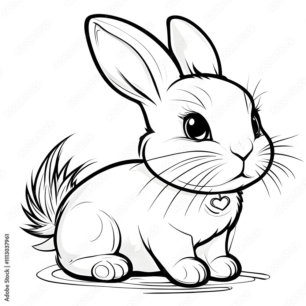 Cartoon Rabbit Coloring Page Illustration Cartoon Rabbit Coloring Page Illustration