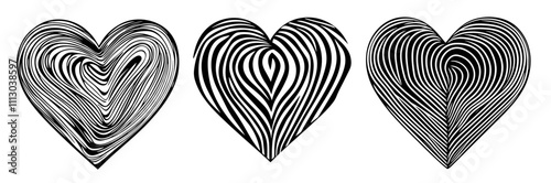 abstract hand-drawn hearts  black vector