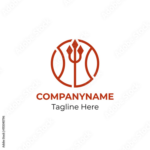 Modern basketball logo with trident weapon for teams and events. Basketball trident logo.