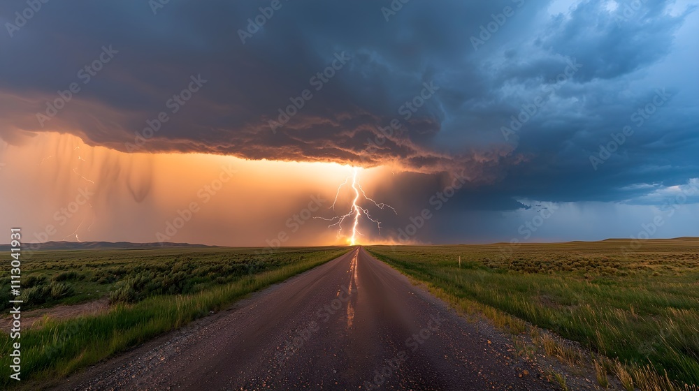 An abandoned highway under an ominous sky, lightning strikes in the distance, a powerful tornado approaches, dust and debris flying through the air An abandoned highway under an ominous sky, lightning strikes in the distance, a powerful tornado approaches, dust and debris flying through the air