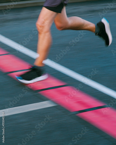 A runner crosses the finish line 