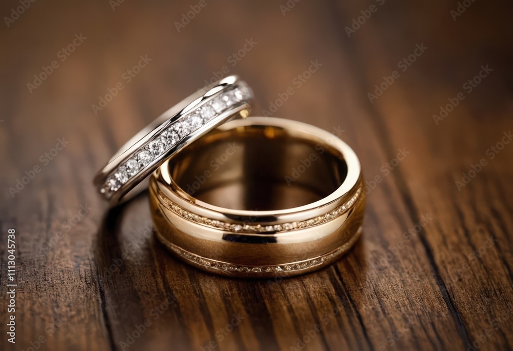 wedding rings on a table wedding rings on a table