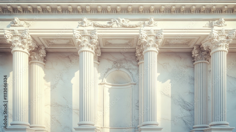 Fototapeta premium Ornate classical architecture featuring detailed columns and decorative elements.