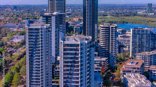 Photography Panorama Aerial view above Rhodes with views to Meadowbank and Olympic park and