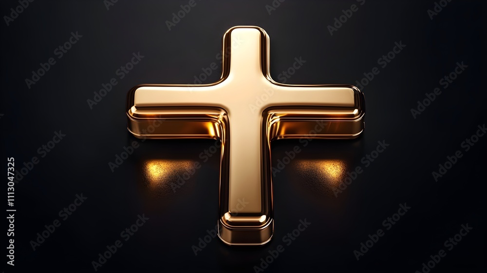 Luxurious gold cross, matte black background, polished shine, refined religious symbol Luxurious gold cross, matte black background, polished shine, refined religious symbol