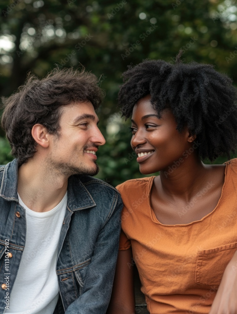 Couple enjoying a moment of affection in an outdoor setting Couple enjoying a moment of affection in an outdoor setting