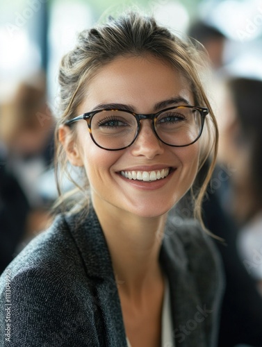 Businesswoman Smiling with Glasses